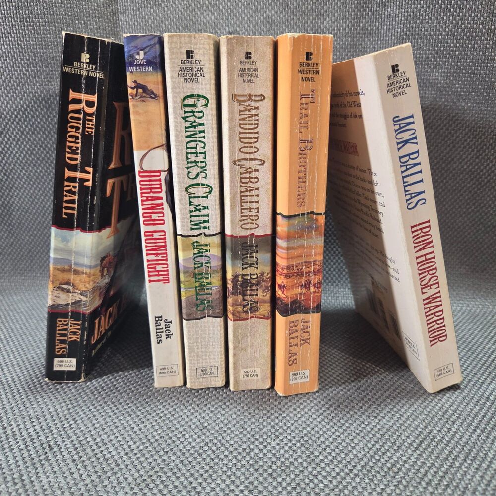 Lot of 6 Jack Ballas Western Paperbacks - Berkley & Jove Frontier Fiction Lot